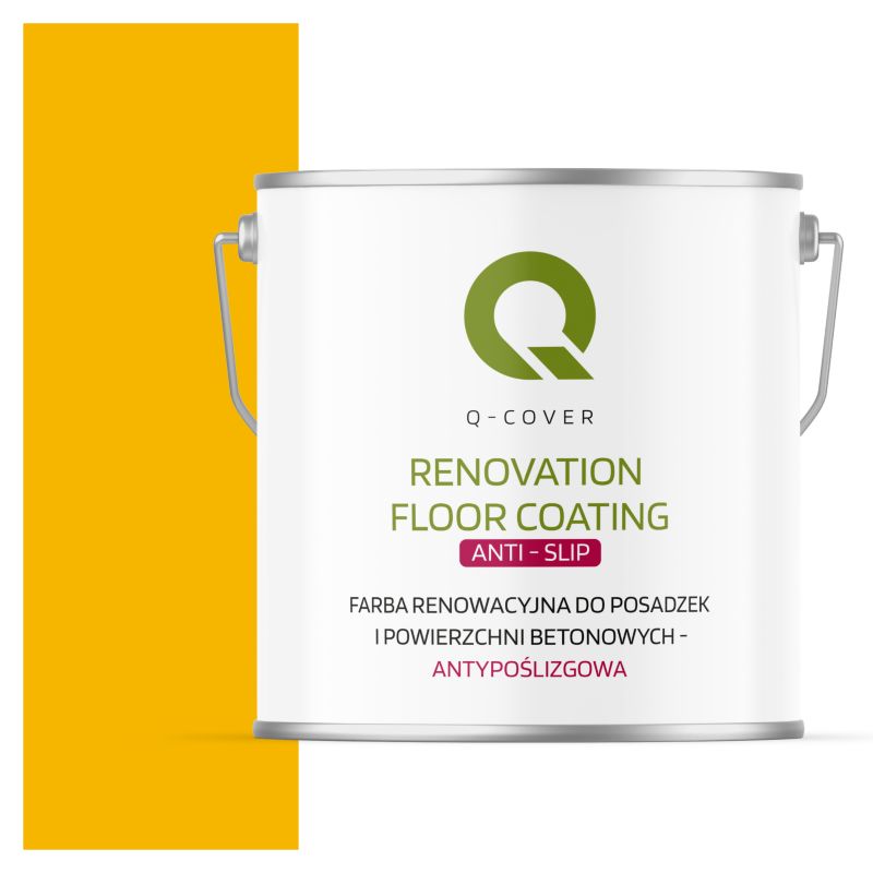 Farba Antypoślizgowa do Posadzek i Powierzchni Betonowych Renowacyjna Q-Cover Żółty Kadmowy RAL1021 5L