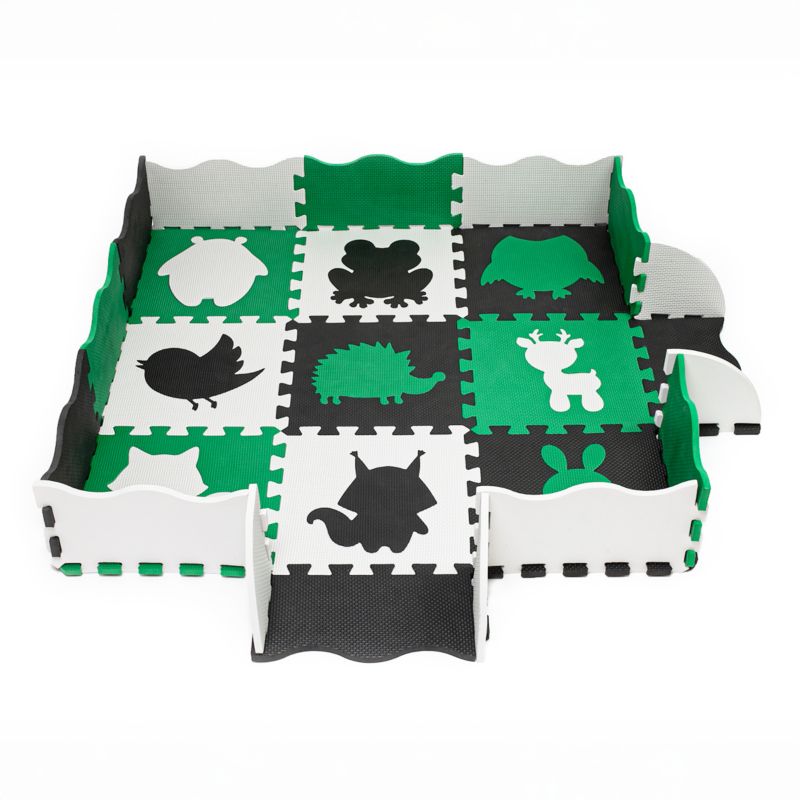 Mata edukacyjna dla dzieci Be-active.pl piankowa puzzle zielona 114x114 1szt