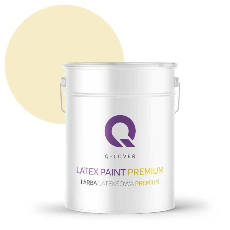Farba Lateksowa Premium Plamoodporna do Ścian i Sufitów Q-Cover Blady żółty H6883 Głęboki Mat 10L