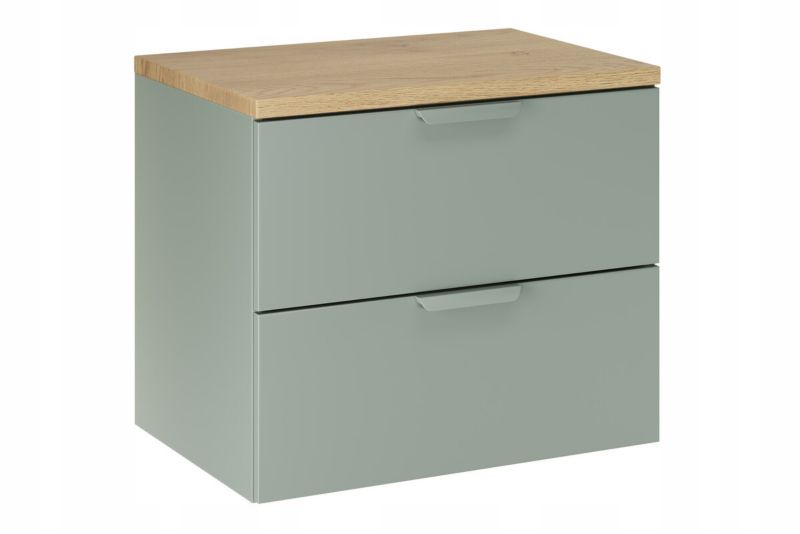 Szafka pod umywalkę Furnidea 60 cm z blatem zielony mat dąb Cremona Aster 1 szt.