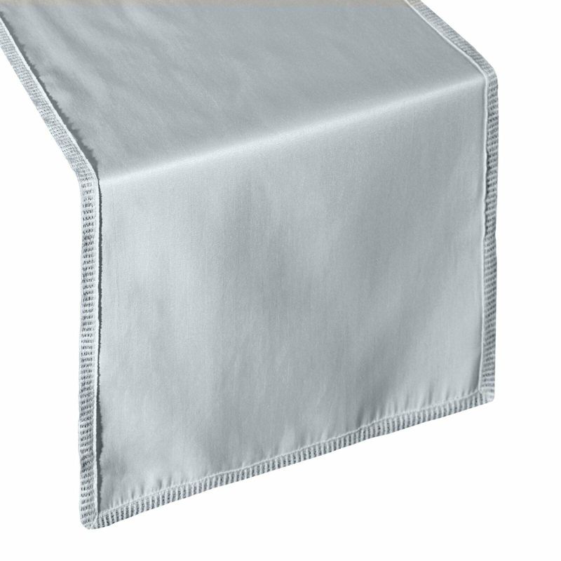 Bieżnik SAVONA Eurofirany 35 x 140 cm popielaty subtelnie podkreślony wąską koronką 1 szt.