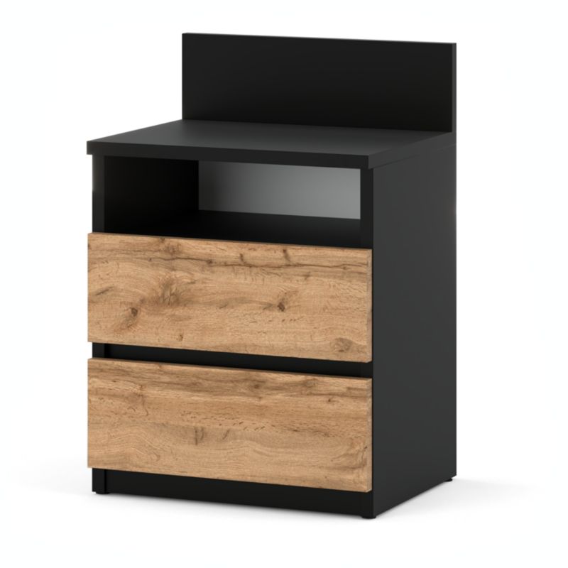 Szafka Nocna Stiv-Meble 2 Szuflady 40 Cm Czarny Mat Dąb Wotan 40X32X59 Cm 1Szt.