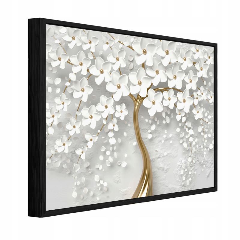 Obraz W Ramie WALLARENA Do Sypialni Salonu Na Płótnie Drzewo Abstrakcja Kwiaty Beżowy 120x80 cm PPR13589O20 1 szt.
