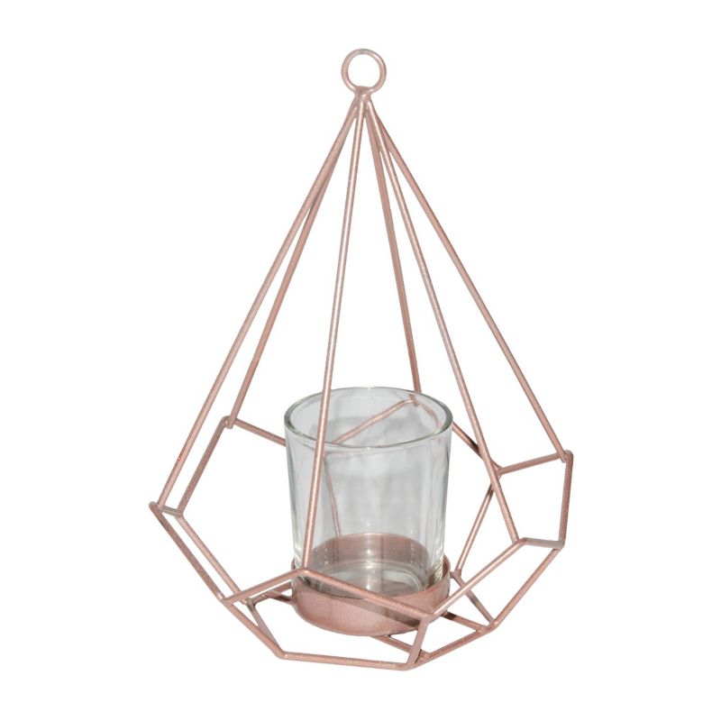 Świecznik metalowy ze szklanym koszem