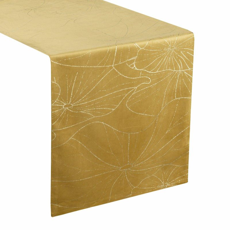 Bieżnik BLINK 18 Eurofirany 35 x 180 cm velvetowy złocisty z liśćmi lilii wodnej szt. 1