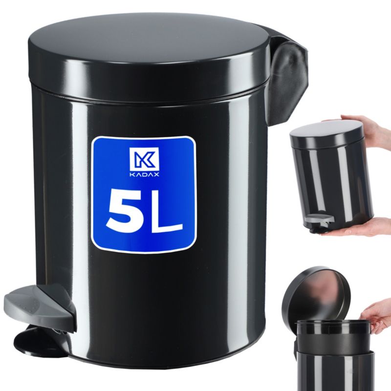 Kosz Na Śmieci KADAX Odpady 5L Pojemnik Z Pedałem Czarny 1 szt.
