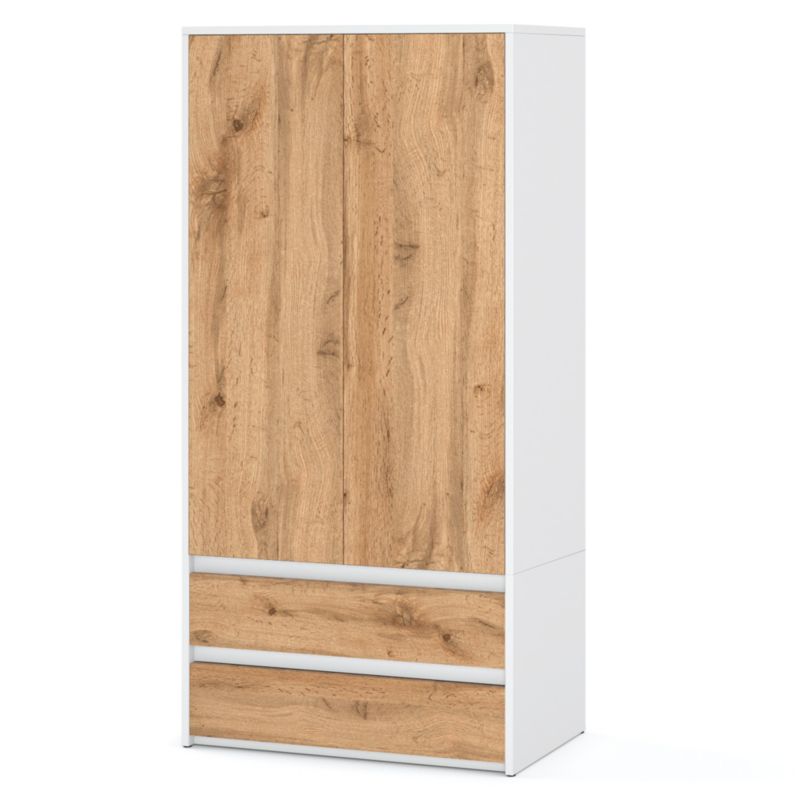 Szafa Hurtownia-Mebli Szuflady 2 Hugo 90cm Biały Mat Dąb Wotan 90x50x180 cm 1szt.