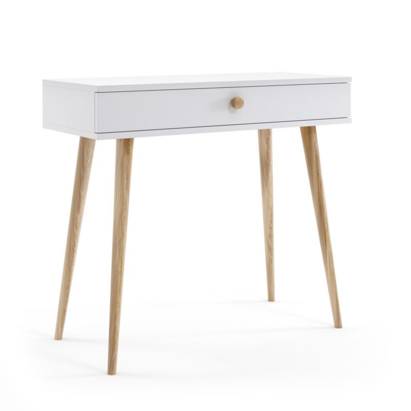 Toaletka z szufladą Bettso Ikon 90 cm drewniane nogi i stylowy uchwyt biały 1szt.