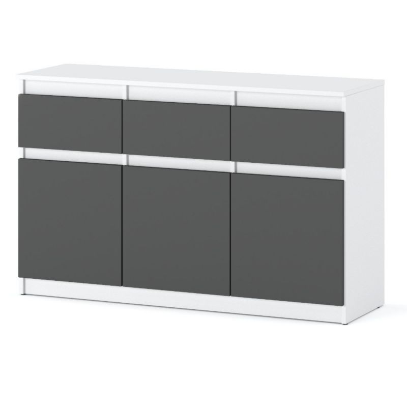 Komoda Hurtownia-Mebli Szuflady 3 Oleksa 3D3SZ 120cm Biały Mat Szary Mat 120x35x75 cm 1szt.