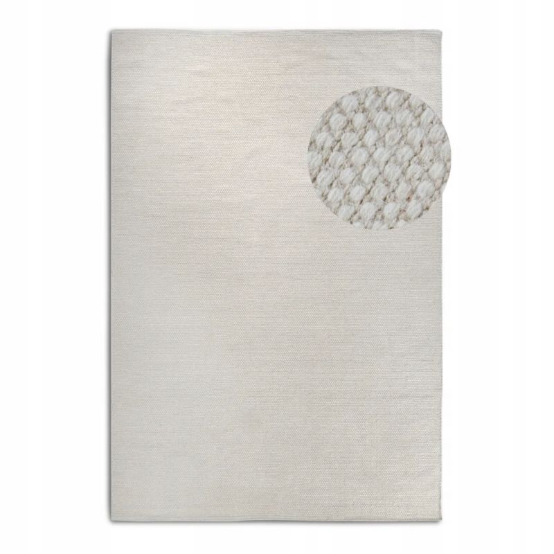 Dywan Elle Decoration wełniany do salonu 160x230cm, ręcznie tkany kremowy jednokolorowy 1 szt.