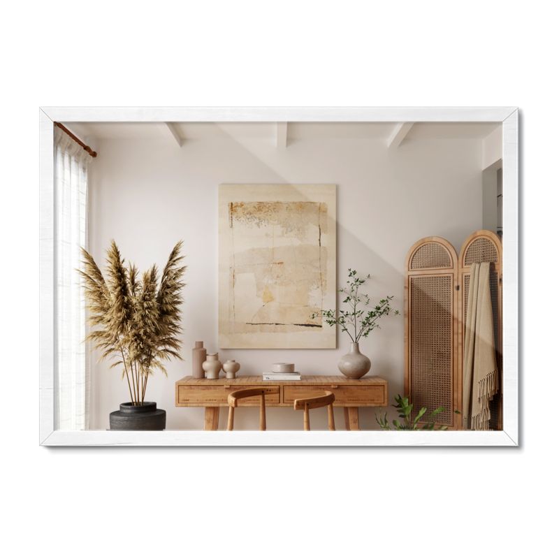 Lustro Prostokątne ArtPrintCave 70 x 50 cm w Białej Ramie Glamour 1 szt.