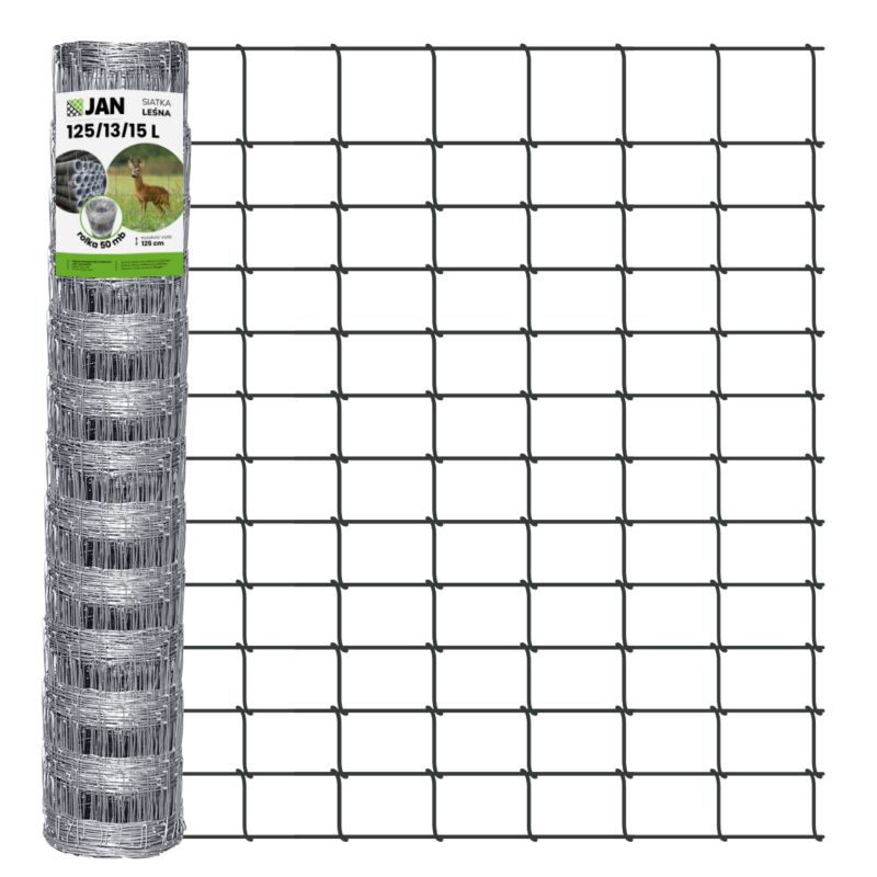 Siatka leśna ogrodzeniowa Z.P.H. JAN 125/13/15 l 50m na owce barany kucyka bydło psa 1 szt.