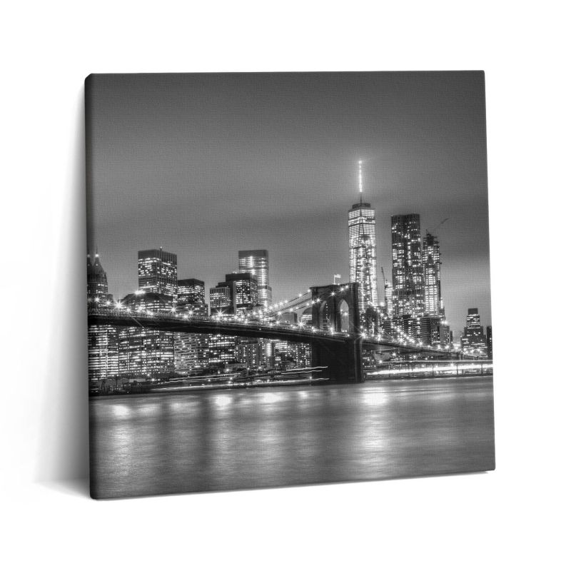 Obraz na płótnie Wallfluent 60x60 cm Nowy Jork Brooklyn Bridge nocą 1 szt.