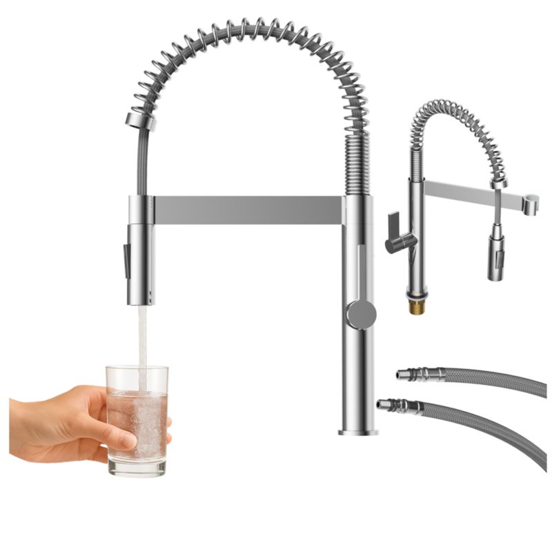 Bateria Kuchenna Z Wyciągana Wylewka Chrom Granitan Spiralna Wysoka Kran Elara 1 szt.