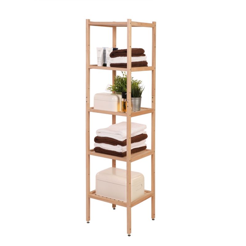 Regał łazienkowy MODO24 drewniany 5 półek 152 x 38 cm naturalny 1 szt.