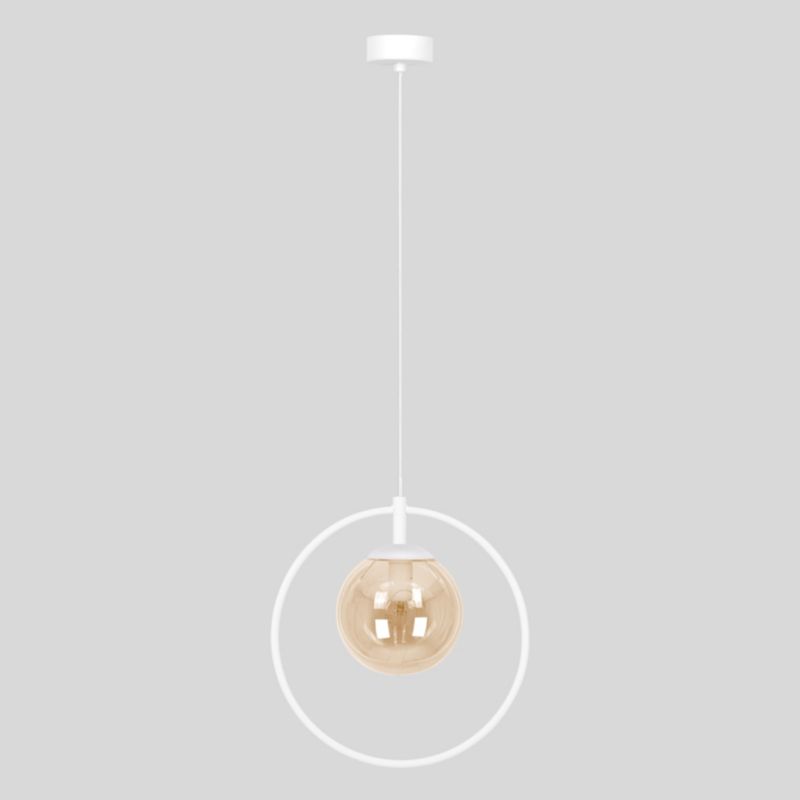 Lampa wisząca Kaja ALMA biało-bursztynowa 1xE14x15W IP20 wym:100x30x14cm - 1 szt.