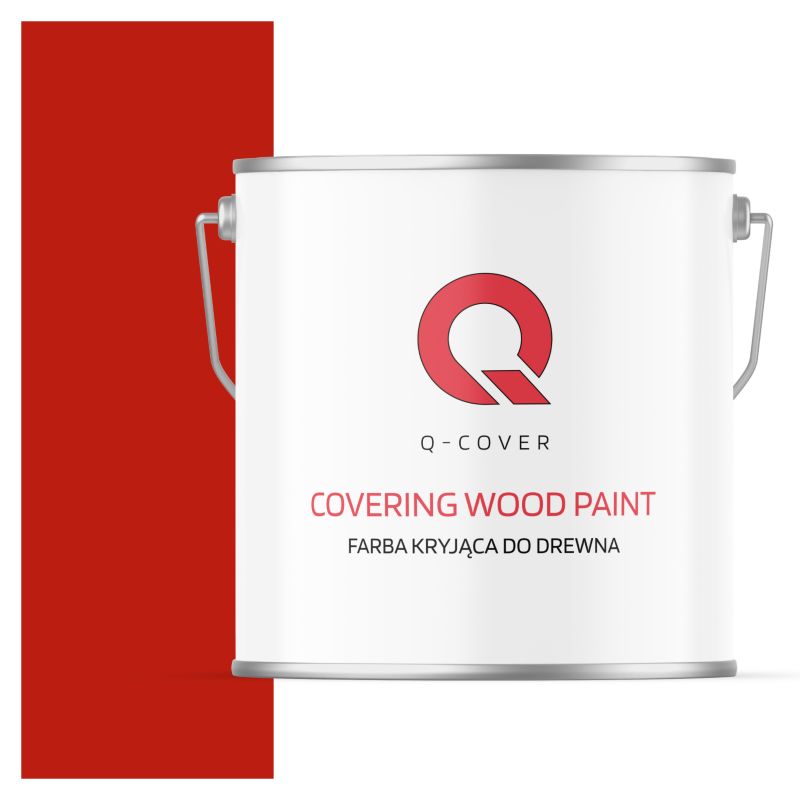 Farba Kryjąca do Drewna Q-Cover Czerwony RAL3020 Półmat 5L