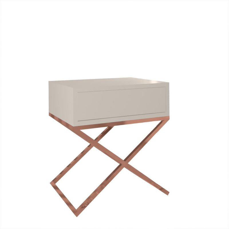 Stolik nocny Bettso Xara z szufladą i miedzianym stelażem kaszmir 1szt.