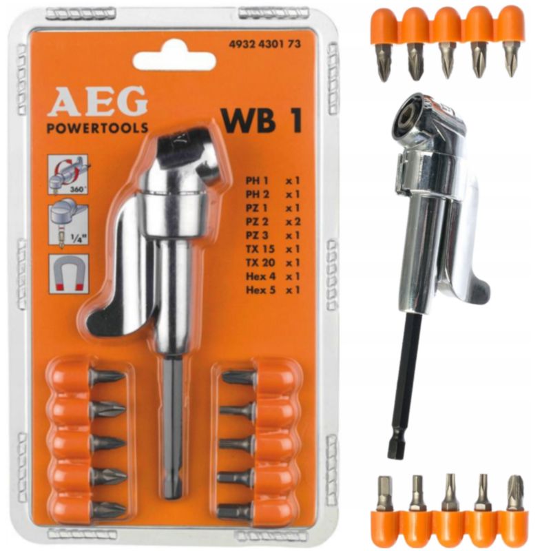 Zestaw AEG Nasadka Kątowa i 10-częściowy Zestaw Bitów 1 szt.