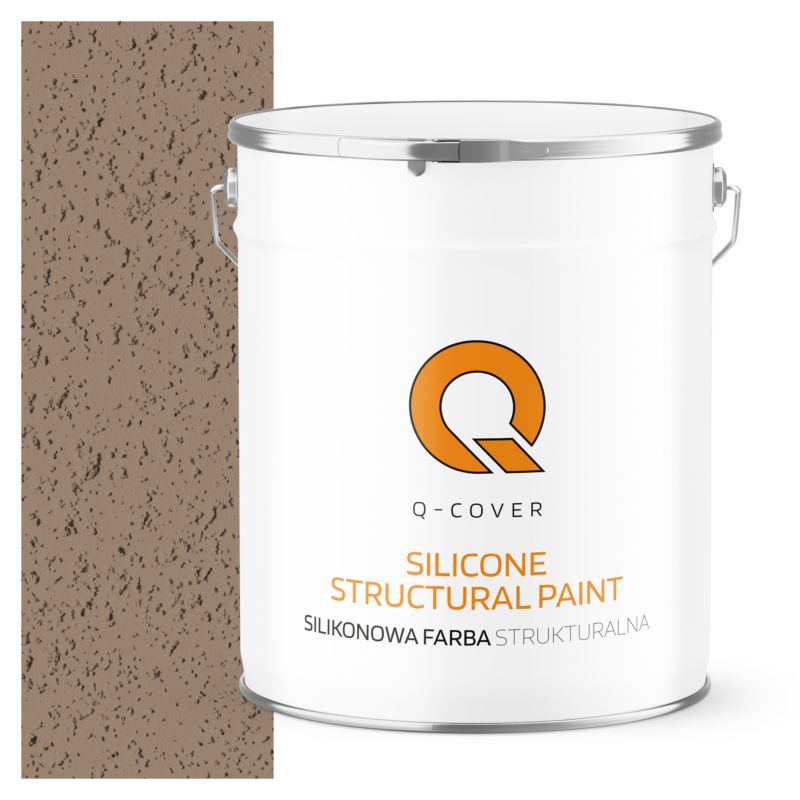 Farba Strukturalna Elewacyjna Silikonowa Fasadowa Q-Cover Brązowo-czerwony RAL8012 Mat 5L