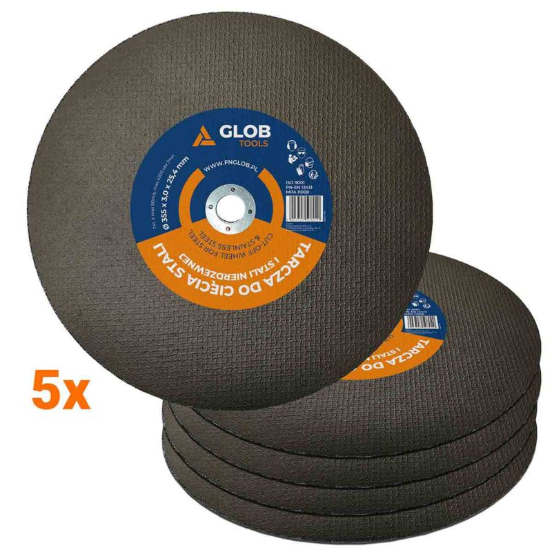 Tarcza tnąca GLOB TOOLS do stali 355x3,0x25,4mm 5 szt.