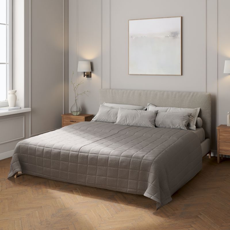 Narzuta pikowana w kratę Dekoria 260 x 210 cm szary 1 szt.