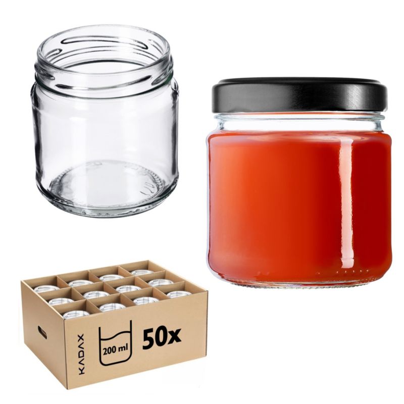 Słoiki KADAX 50x Słoik 200ml Szklany Słoiczek Na Przetwory Dżem miód Weki 50 szt.