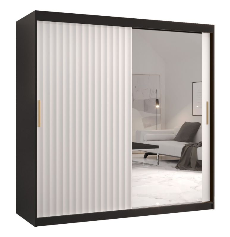 Szafa przesuwna Abiks RIFLO WAVE 2 180 czarny mat+ biały mat 1 szt.