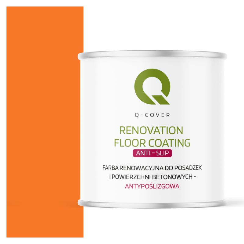 Farba Antypoślizgowa do Posadzek i Powierzchni Betonowych Renowacyjna Q-Cover Pomarańczowy Pastelowy RAL2003 2.5L
