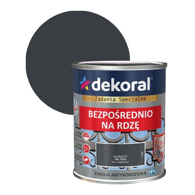 Emalia antykorozyjna Dekoral antracyt mat 0,65 l