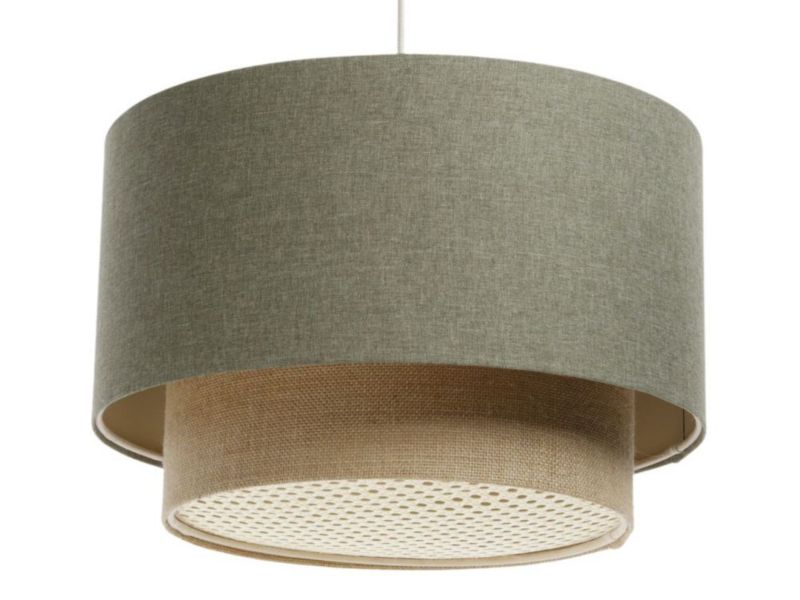 Lampa Bps Koncept wisząca ERUTAN DOUBLE RATTAN 50 zielona/beżowa 1 szt