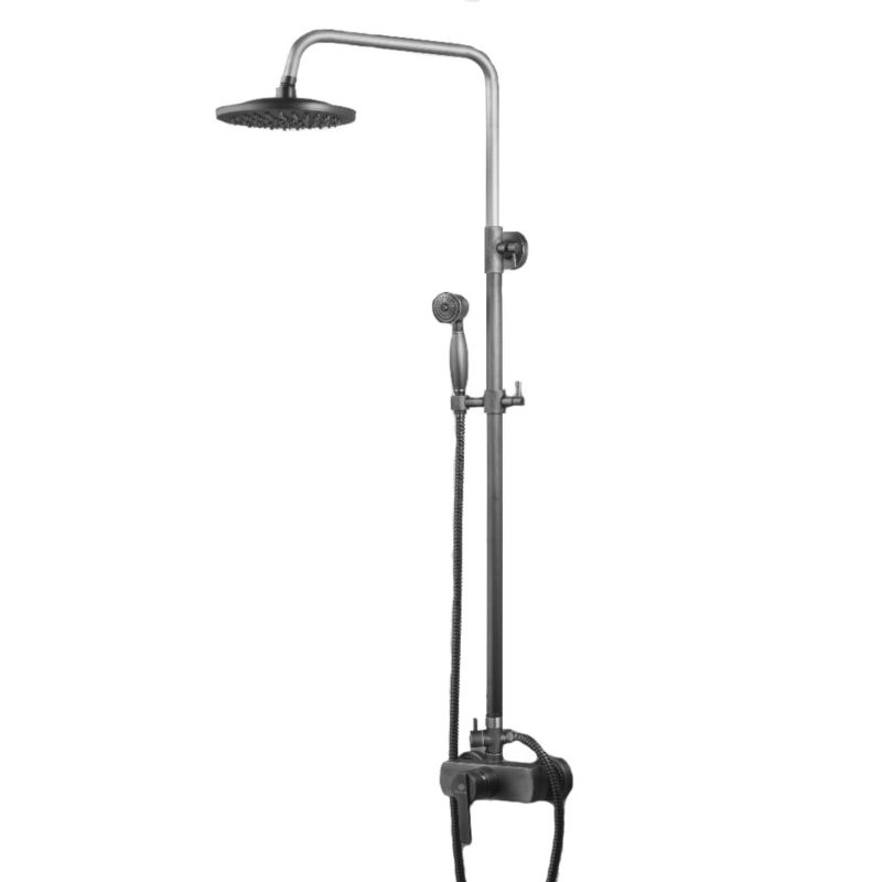 Bateria prysznicowa Lauferi NENEA mosiężna z deszczownicą czarna retro 1 szt.