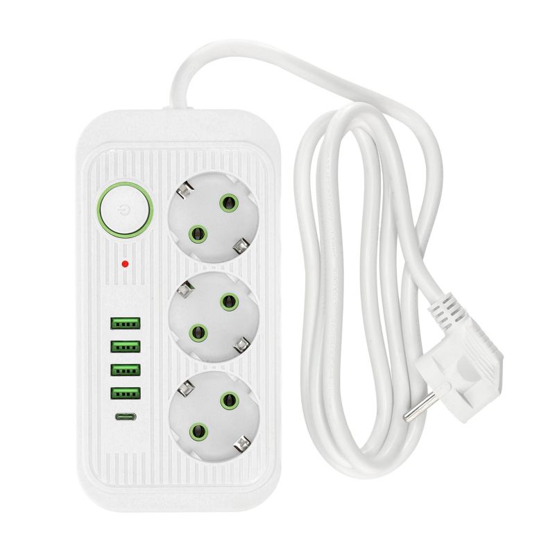 Listwa zasilająca Kobi 3 gniazda 4xusb + usb-c 1,5 m biała 1szt.