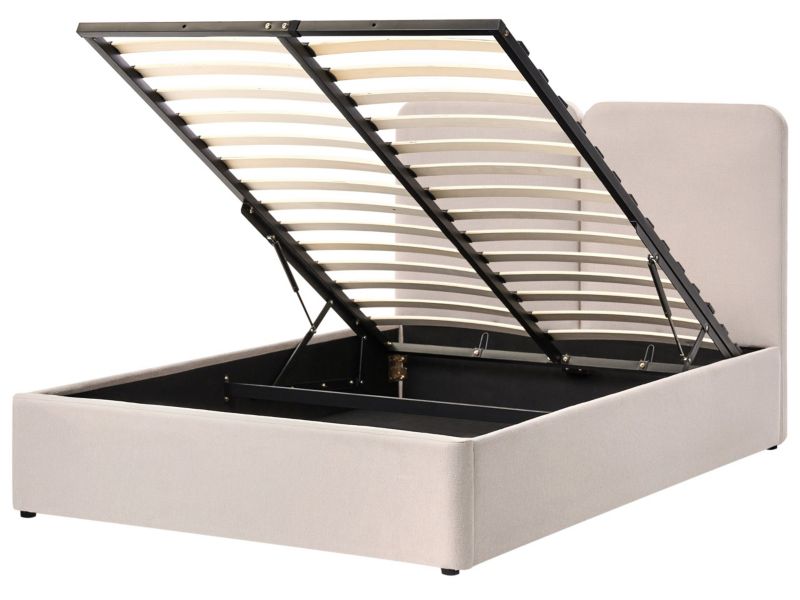 Łóżko z pojemnikiem Arbois 140 x 200 cm Beżowy 1 szt.