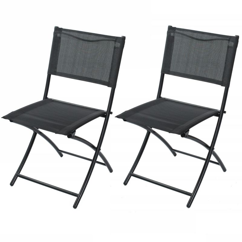 Krzesło balkonowe JUMI składane wygodne 80 cm czarne metalowe 2 szt.