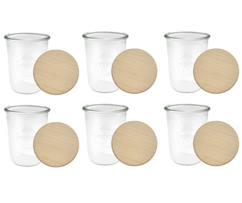 Słoiki MODO24 Weck 850 ml fi 100 mold drewniane wieka 6 kpl.