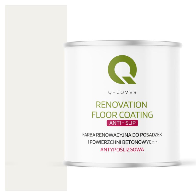 Farba Antypoślizgowa do Posadzek i Powierzchni Betonowych Renowacyjna Q-Cover Biały Drogowy RAL9016 2.5L