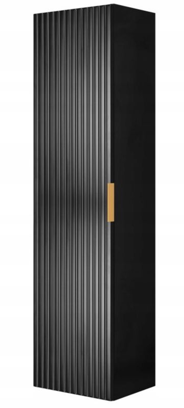 Słupek łazienkowy Furnidea 136 cm Flow wiszący ryflowany front MDF czarny 1 szt.