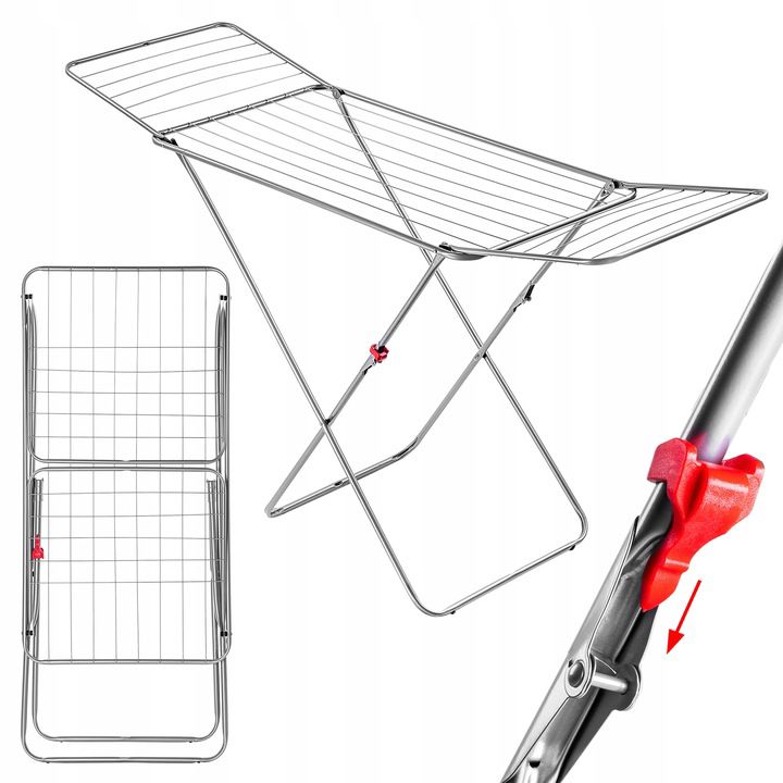 Suszarka Na Pranie KADAX Stojąca Stabilna 18m Do Ubrań Składana Na Bieliznę Duża 1szt.