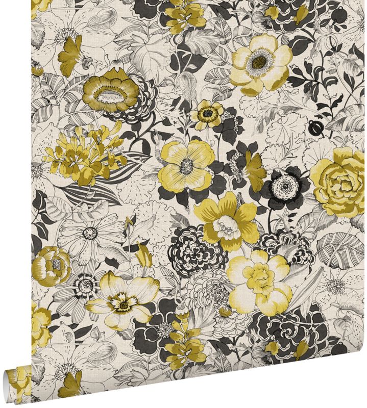 Tapeta ESTAhome kwiaty ochry żółtejIbeżowym 53 cm x 10.05 m - 1 rol.