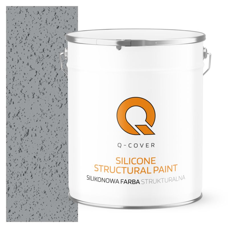Farba Strukturalna Elewacyjna Silikonowa Fasadowa Q-Cover Szary z odcieniem niebieskiego F243 Mat 5L