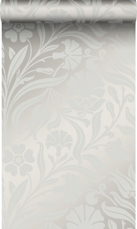 Tapeta Origin Wallcoverings kwiaty szarym 53 cm x 10.05 m - 1 rol.