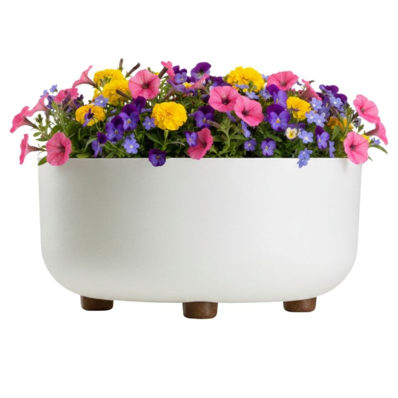 Doniczka misa TERRA HowHomely plastikowa kremowa na nóżkach 29,7 cm 1 szt.