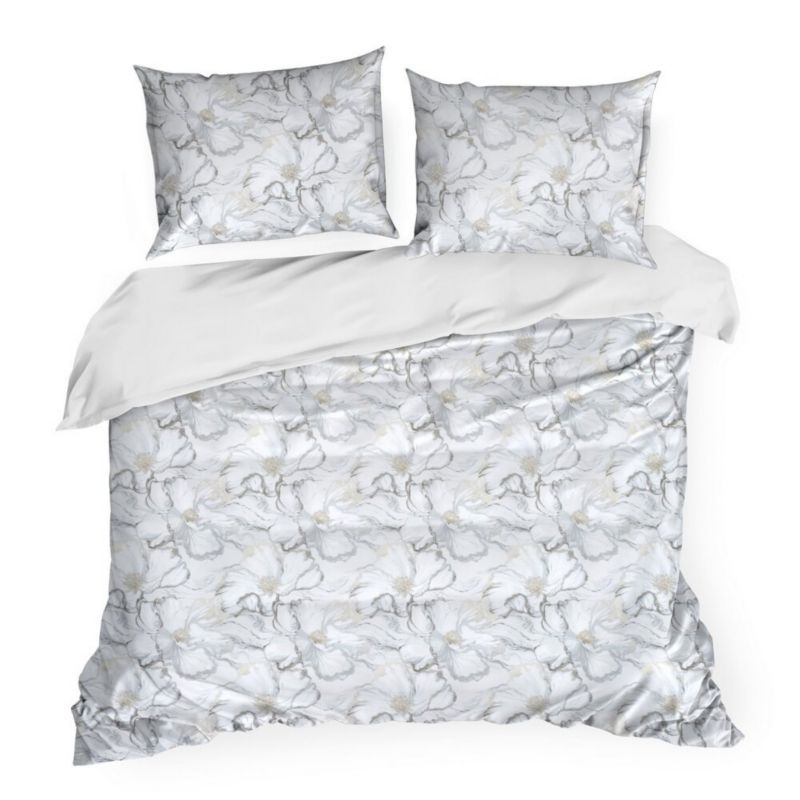 Pościel LISA Eurofirany 160x200 cm bawełniana satynowa biała z motywem kwiatowym 1 kpl
