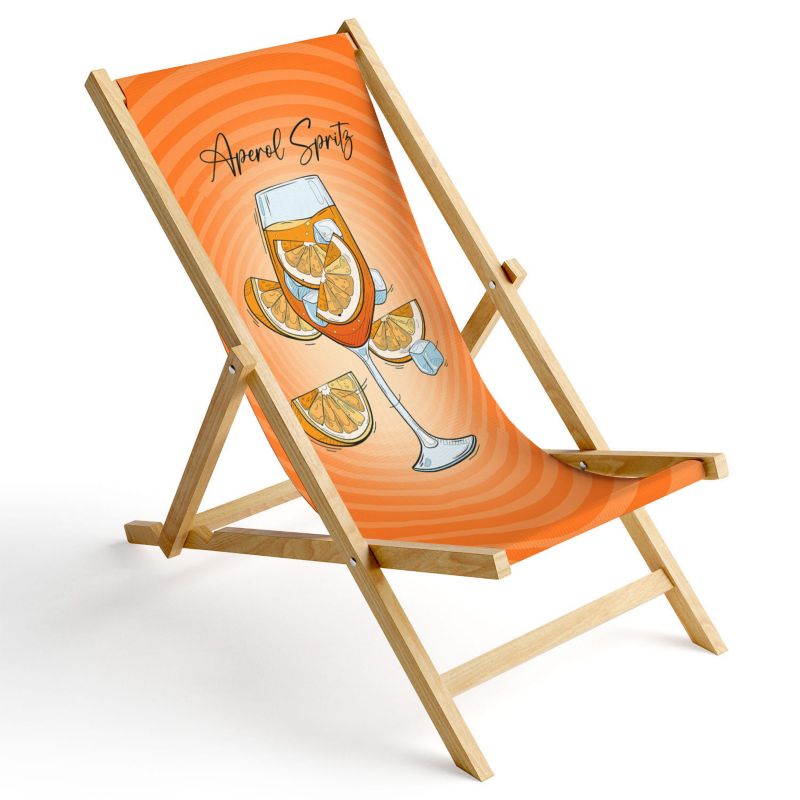 Leżak ogrodowy Ferocity drewniany składany Aperol Spritz 1 szt.