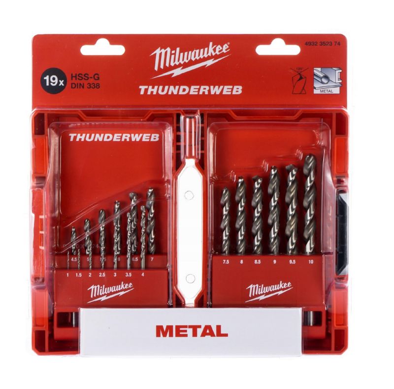 Zestaw wierteł Milwaukee do metalu HSS-G Thunderweb w kasecie 19szt