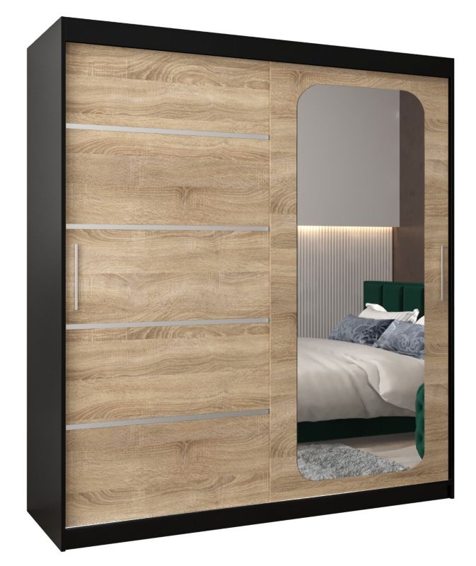 Szafa przesuwna Garderoba Abiks PROMO V2 180 czarny/sonoma 1 szt.