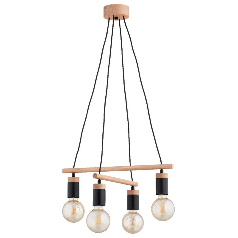 Lampa wisząca Alfa Milto jasne drewno-czarna wym: 85 x 50 x 50 cm 4xE27 x 15W 1 szt.