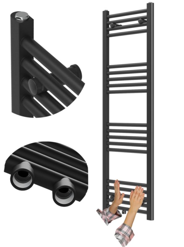 Grzejnik Łazienkowy Granitan Raven 130/40cm Czarny Kaloryfer Drabinkowy 1kpl.