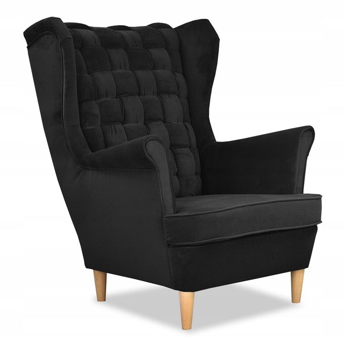 Fotel uszak do salonu Family Meble Carol czerń 1szt